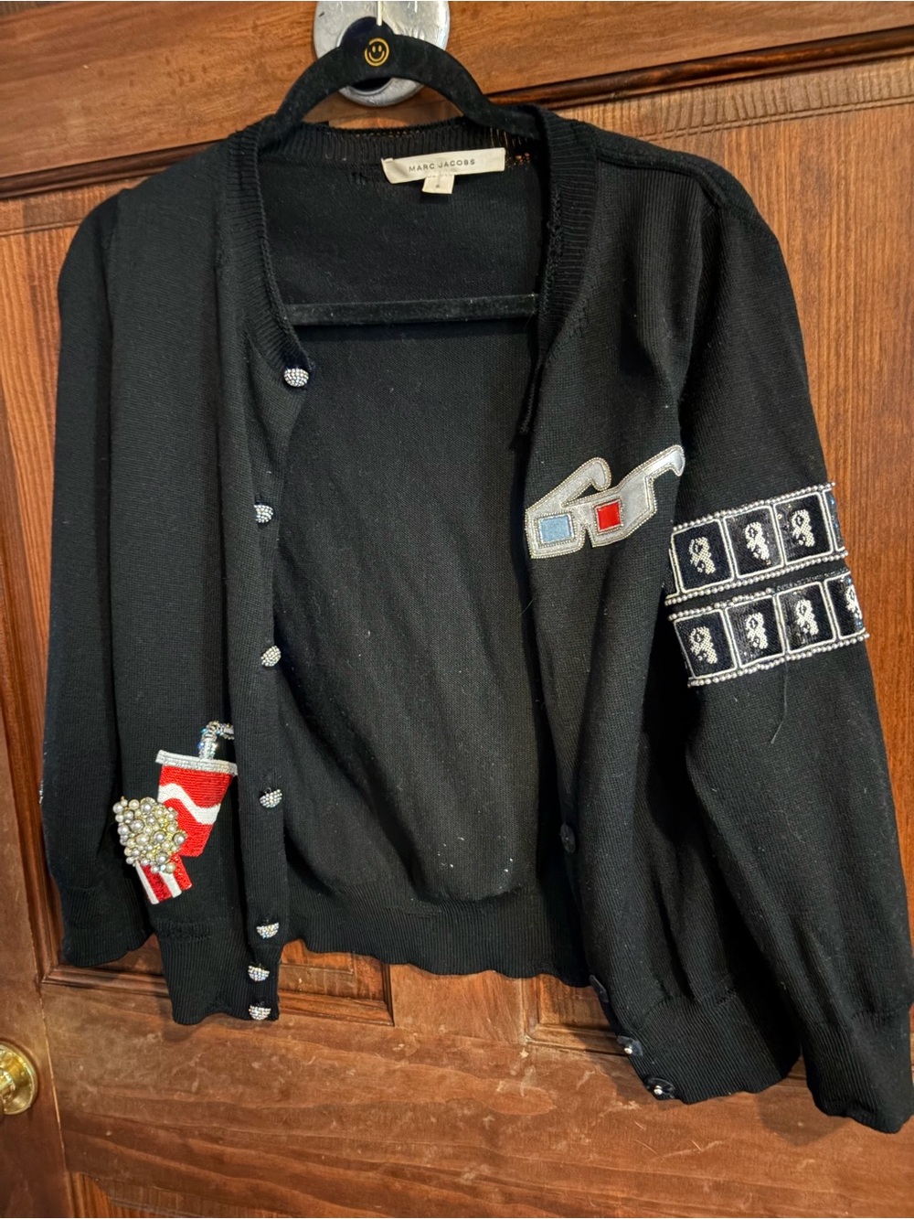 Marc Jacobs Black Embellished Patch Cardigan